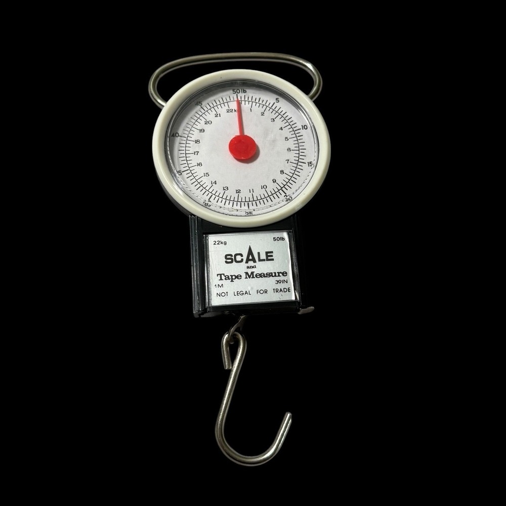 Unbranded Fishing Scale With Large Round Dial-50lb Capacity And Measuring Tape